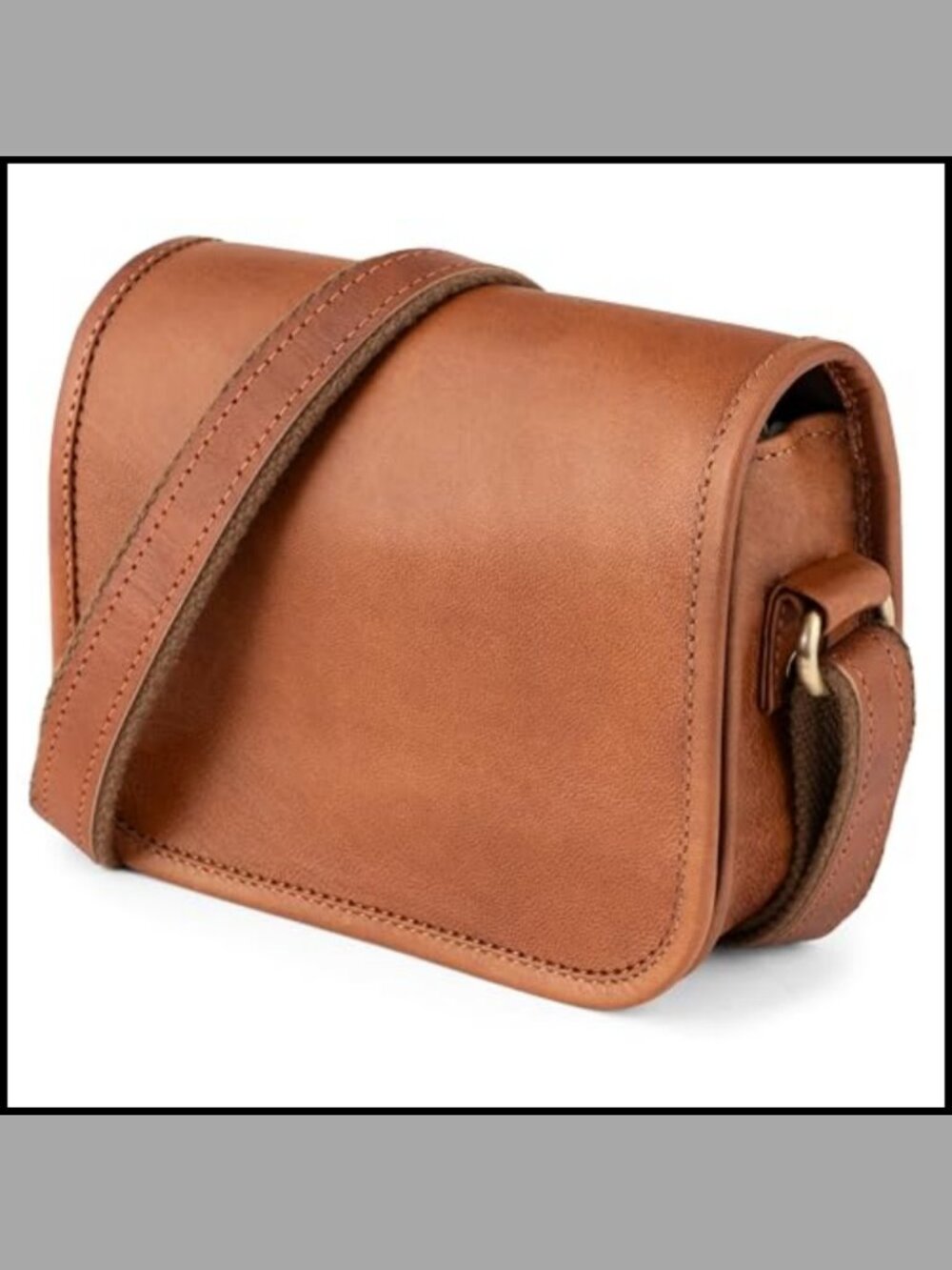 Full Grain Leather Crossbody Bag Adjustable Strap Magnetic Closure XS